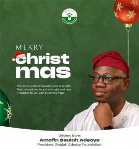 Beulah Adeoye Felicitates Oyo Residents, Calls For Peace, Unity in Christmas Message