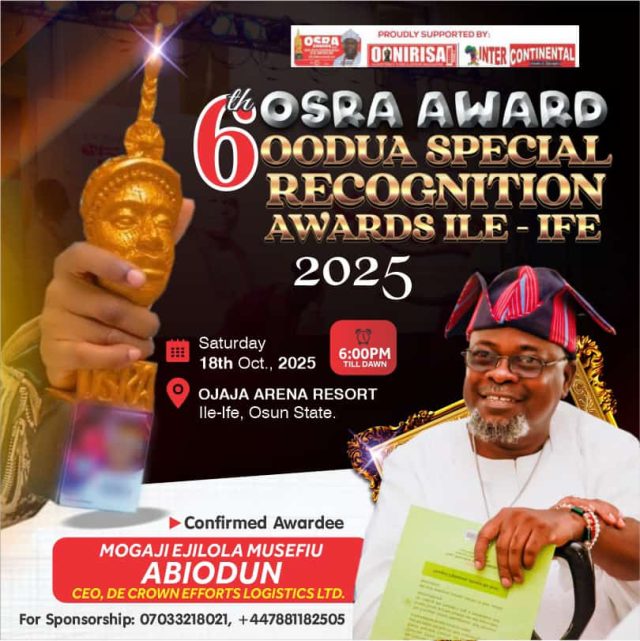 Mogaji Ejilola Musefiu to Get Oodua Special Recognition Award in Ile-Ife