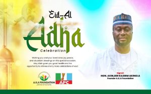 Oyo APC Reps Aspirant, Akinola, Felicitates Muslim Faithful on Eid-el-Kabir