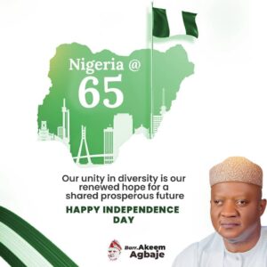 Agbaje Felicitates Nigeria at 65, Urges Unity and Continued Trust in Renewed Hope Agenda