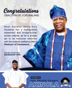 Meet the Obaloyin of Yorubaland, Senator (Dr) Abdul-Aziz Abubakar Yari: The Lion At The Centre Of The Contest