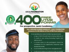 400 Prospective Candidates to Benefit from Akinola Kazeem’s Foundation 2026 Free JAMB Forms Initiative