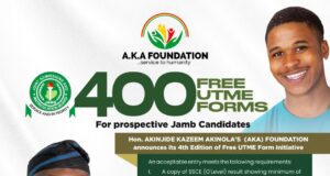 400 Prospective Candidates to Benefit from Akinola Kazeem’s Foundation 2026 Free JAMB Forms Initiative