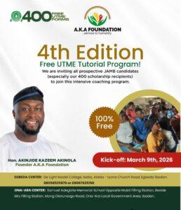 Akinola Foundation Announces Free UTME Tutorials for Egbeda/Ona-Ara Candidates
