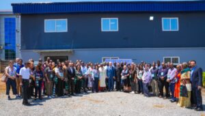 CEO/Co-Founder, NASENI-Troment Biotechnologies, Dr. Selim Hani (11th from right) and some staff member in a group photograph with members of Science of Defeating Malaria leadership development course and initiative during their visit to the factory in Abuja on Sunday, June 7, 202