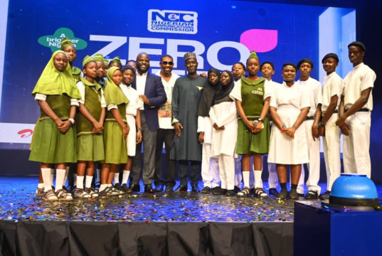NCC Opens Free Digital Learning Pathways with Zero-Rated Access to Educational Platforms and Content Initiative Students flank Idris Olorunnimbe, Chairman of the Board of the Nigerian Communications Commission; Don Jazzy; and Dr. Aminu Maida, Executive Vice Chairman/CEO of the NCC, during the unveiling of the Zero-Rated Data Access to Educational Platforms and Content Initiative aimed at promoting inclusive digital education through free access to approved learning platforms.
